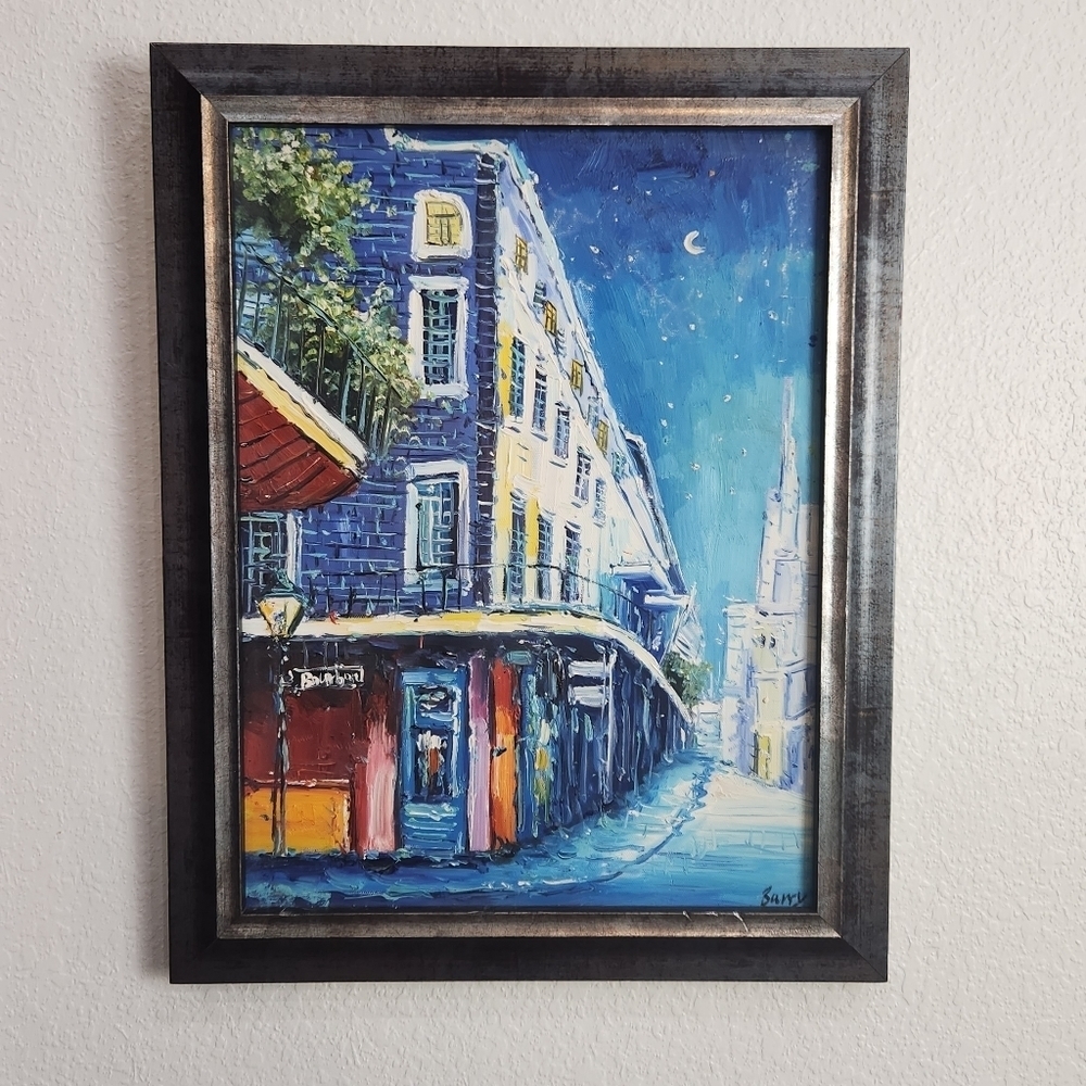 Barry NOLA Art Bourbon St New Orleans Signed by artist